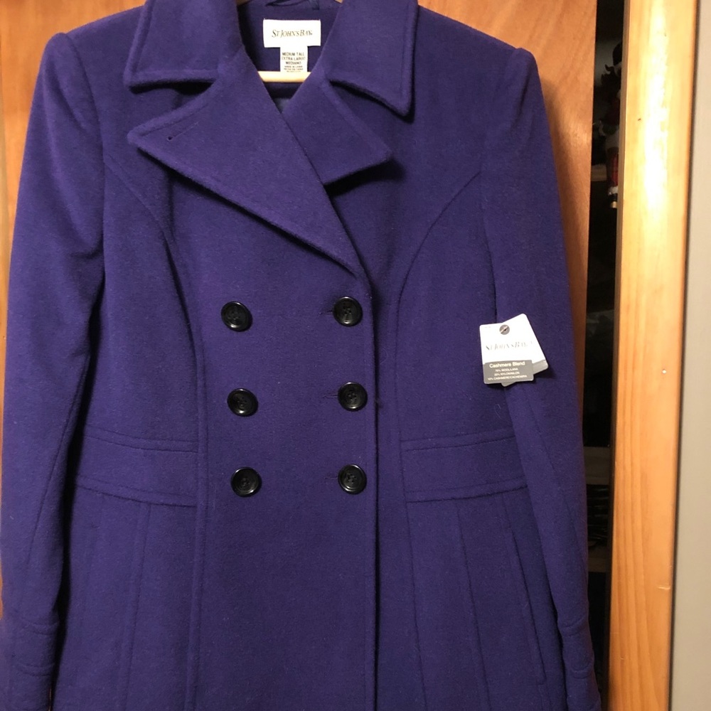 St. John’s Bay Purple Cashmere Peacoat Medium Tall NWT